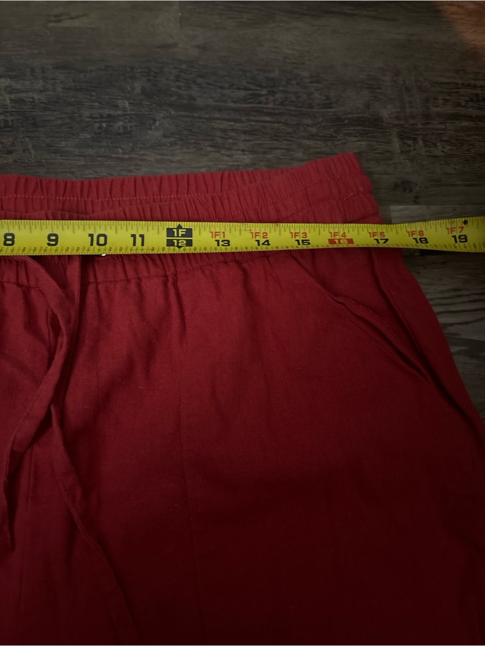 Women’s Red Drawstring Button-Cuff Pants - Picture 3 of 4